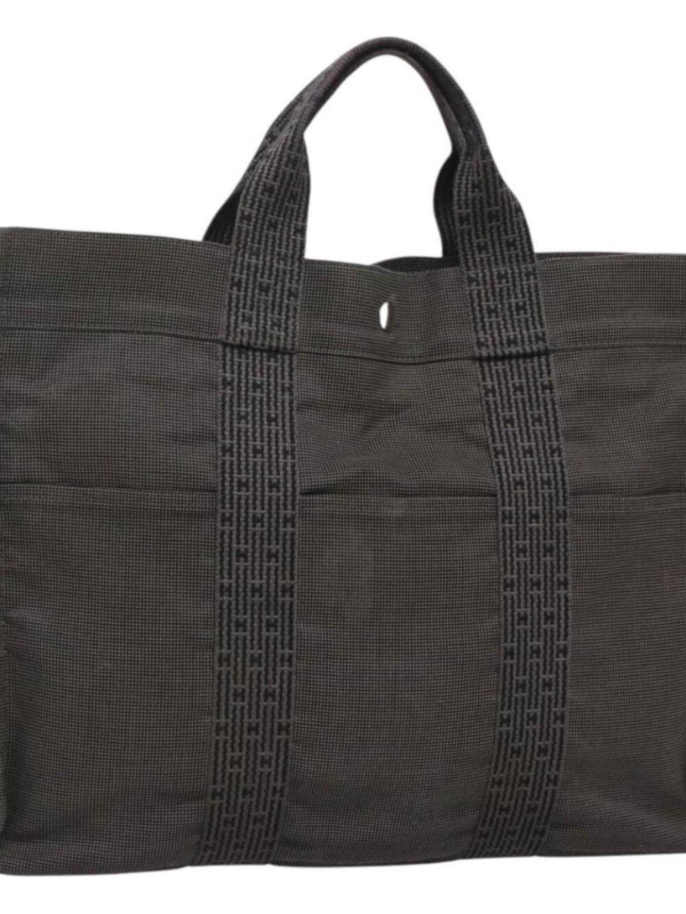 HERMES Her Line MM Hand Bag Canvas Gray Auth sw509
